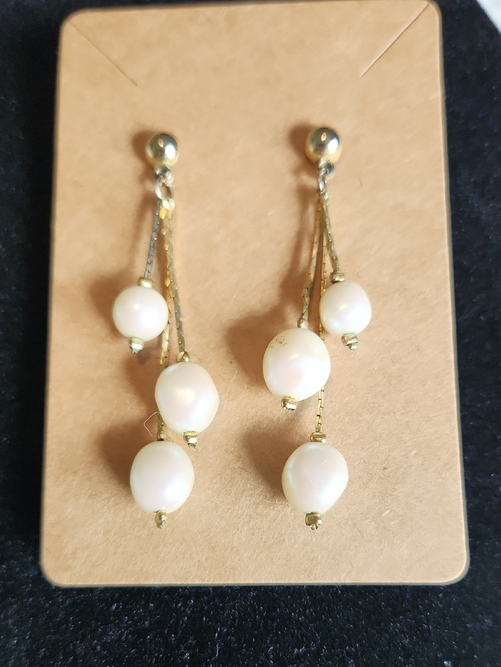 Vintage Gold and Pearl Drop Earrings - Women's Jewelry